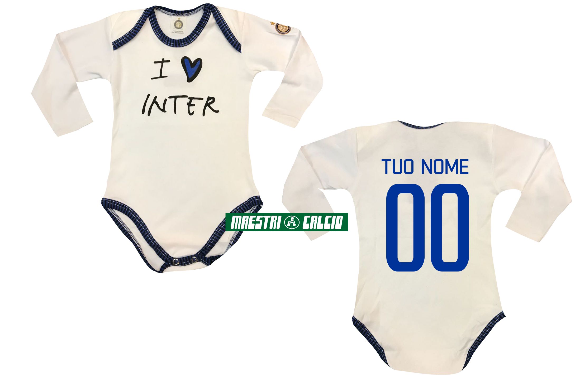 Body Neonato "I LOVE INTER" Personalizzato Ufficiale F.C. Inter